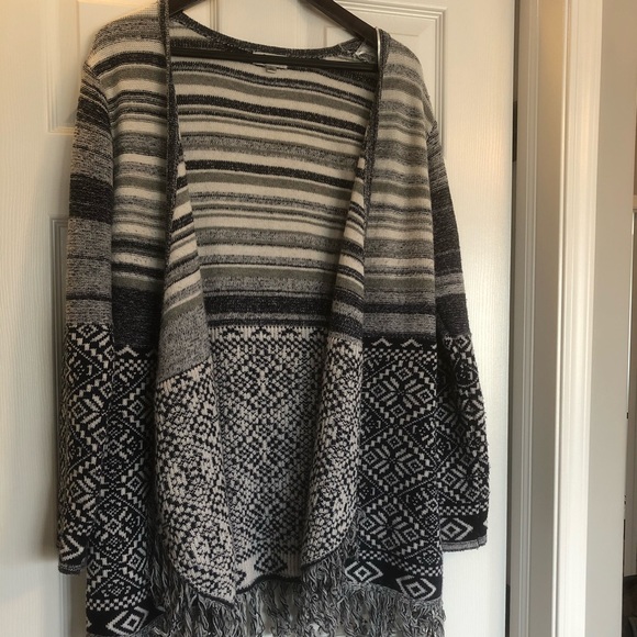 Navy and Grey Cardigan with Fringe - Picture 5 of 5